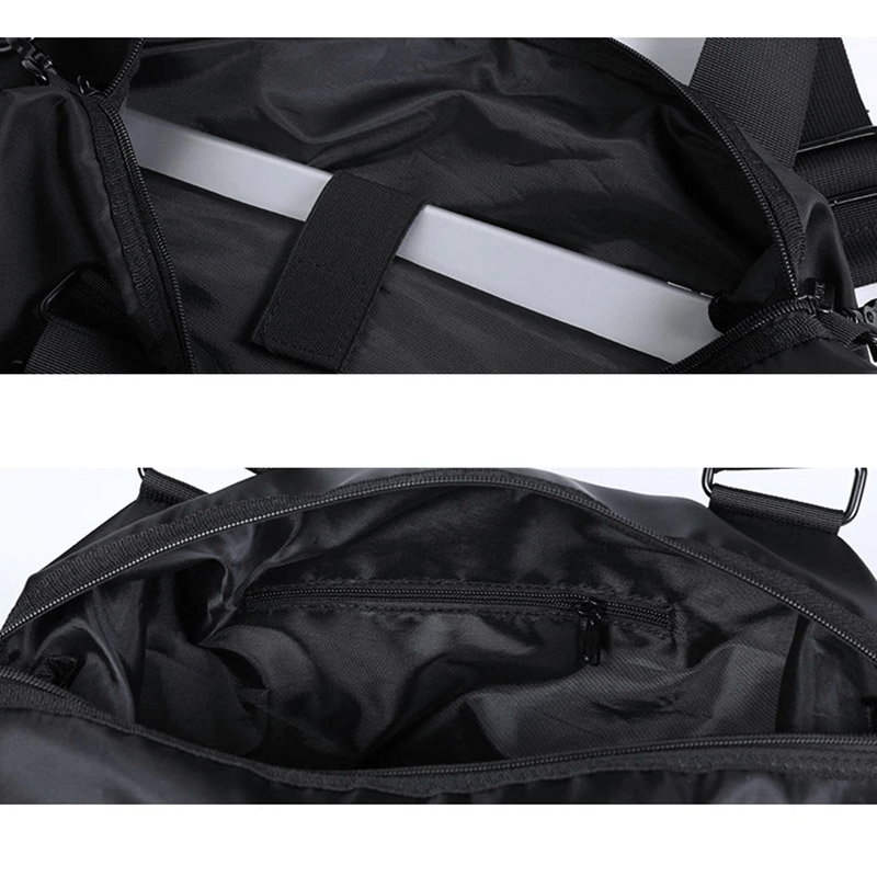 Open view of Fashion Nylon Crossbody Shoulder Travel Bag SF1959 showing interior compartments, perfect for fitness and travel essentials.